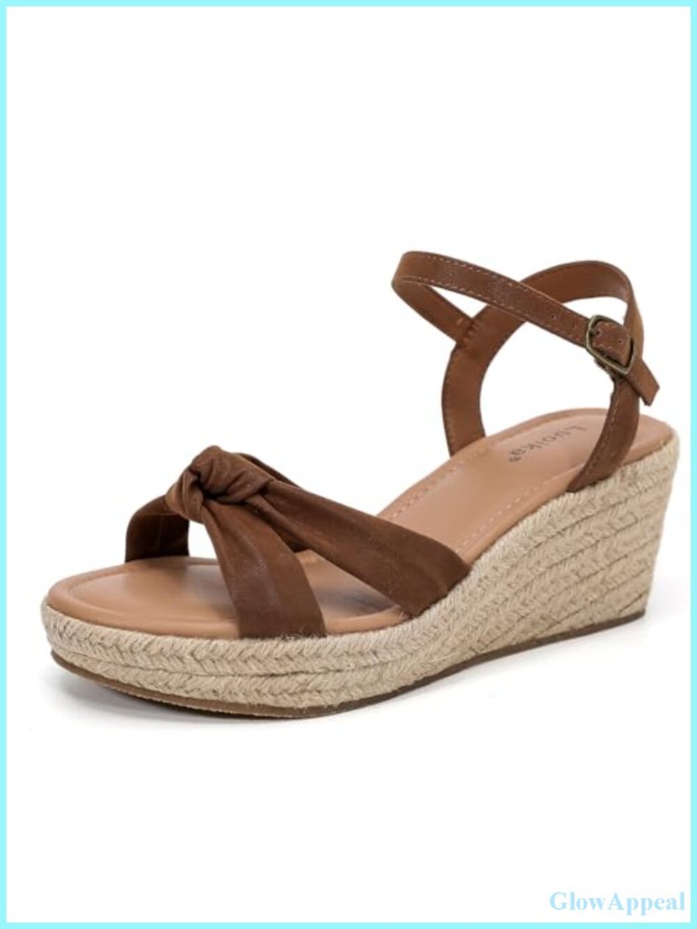 Wide Width Wedge Sandals with Ankle Strap Faux Leather Adjustable